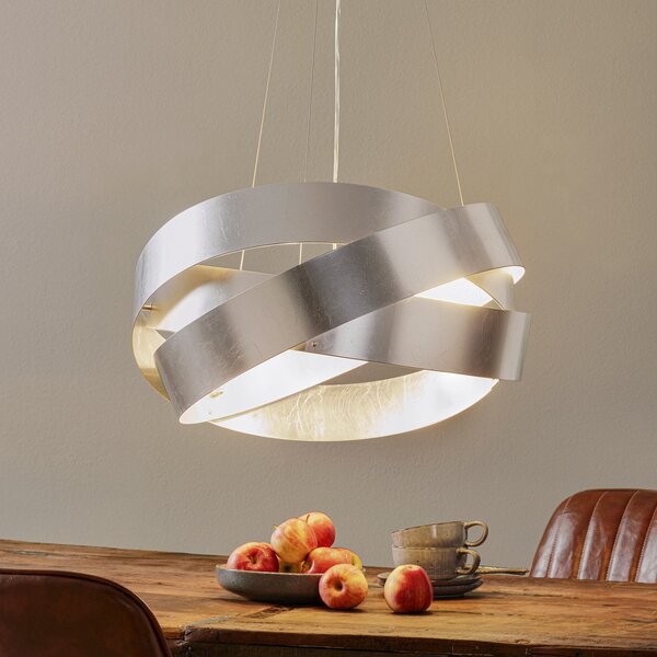 Marchetti Lampă suspendată Pura cu foiță de argint, 60cm, 3x E27, reglabil, Gri, Camera de zi / sufragerie, Metal, Design