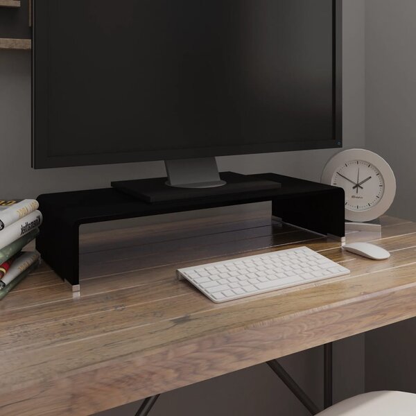 VidaXL Stand TV suport monitor din sticla, negru, 60x25x11 cm Negru