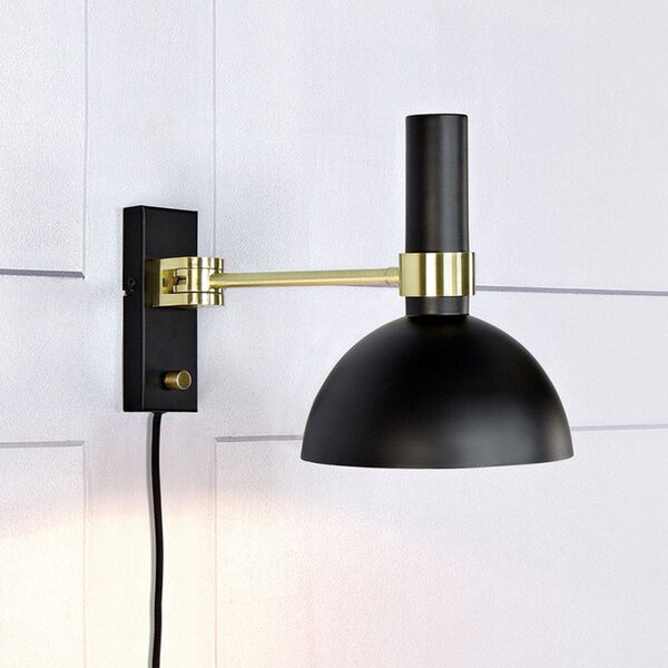 Markslöjd Aplică de perete Larry cu dimmer, alamă, reglabil, Negru, Camera de zi / sufragerie, Metal, Modern