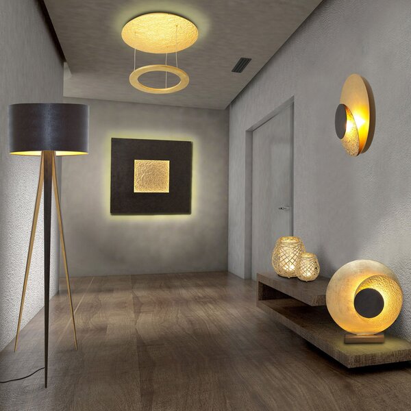 Holländer Aplică de perete LED La Bocca, auriu-negru, reglabil, Auriu / Alamă, Camera de zi / sufragerie, Metal, Modern