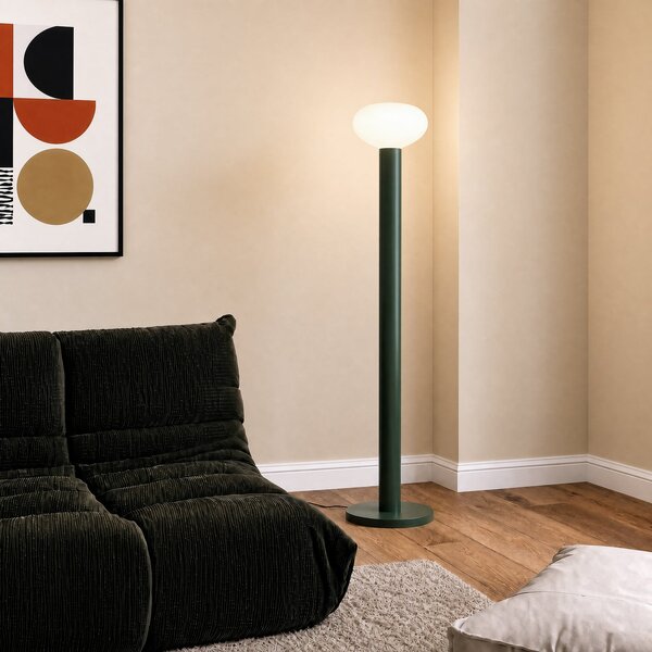 ALDEX Lampadar Flo, verde, înălțime 138 cm, 1 bec, sticlă, Verde, Camera de zi / sufragerie, Metal, Design