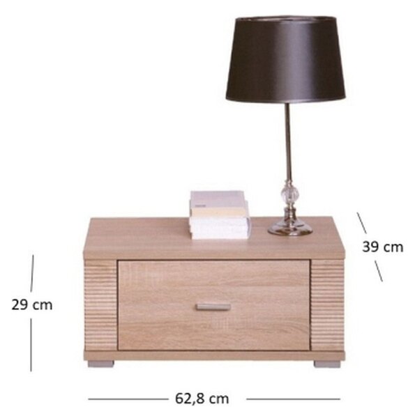Noptiera GRESS, stejar sonoma, PAL laminat/margini PVC, 63x39x29 cm