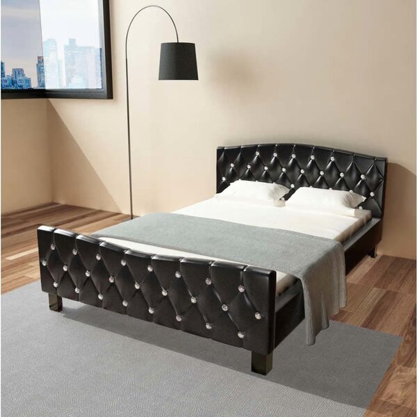 Cadru de pat, negru, 140 x 200 cm, piele artificiala Negru
