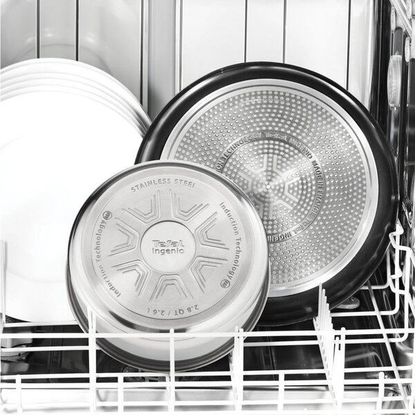 Tigăi cu suprafață antiaderentă/cu mâner reglabil 2 buc. din oțel inoxidabil ø 26 cm INGENIO Cook Eat L8813S75 – Tefal