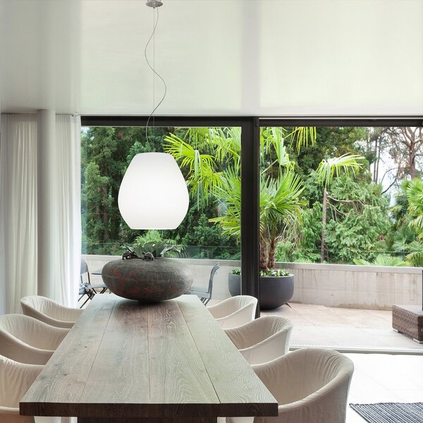 Casablanca Bagan lampă suspendată, o sursă Ø 26 cm, reglabil, Alb, Camera de zi / sufragerie, Sticlă, Design