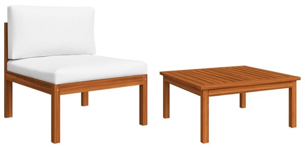 Set mobilier de grădină cu perne, 2 piese, lemn masiv acacia