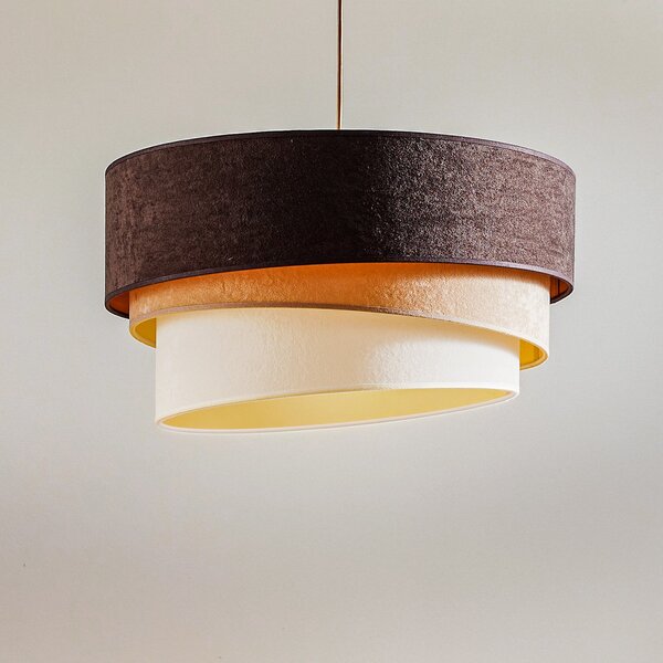Duolla Lampă suspendată Devon, maro/bej/ecru/auriu Ø45cm, reglabil, Maro / Rugină, Camera de zi / sufragerie, Țesătură / Textil, Modern