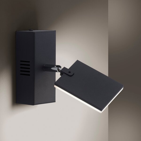 PURE Mira aplică perete LED cu Remote, CCT, negru, reglabil, Negru, Camera de zi / sufragerie, Metal, Modern