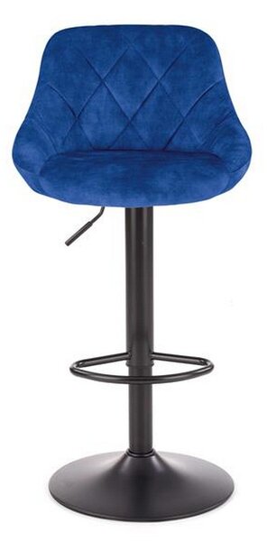 Scaun bar H101, albastru/negru, stofa catifelata/metal, 47x45x84/106 cm
