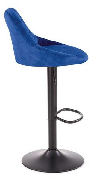 Scaun bar H101, albastru/negru, stofa catifelata/metal, 47x45x84/106 cm