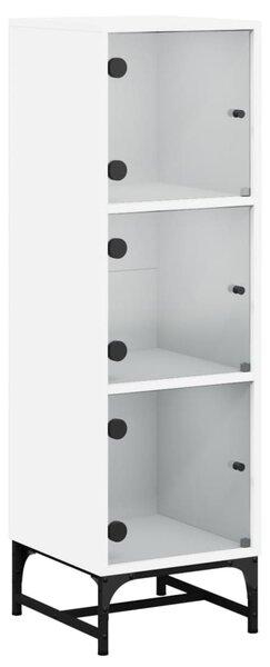 Dulap cu uși din sticlă, alb, 35x37x120 cm