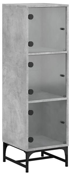 Dulap cu uși din sticlă, gri beton, 35x37x120 cm