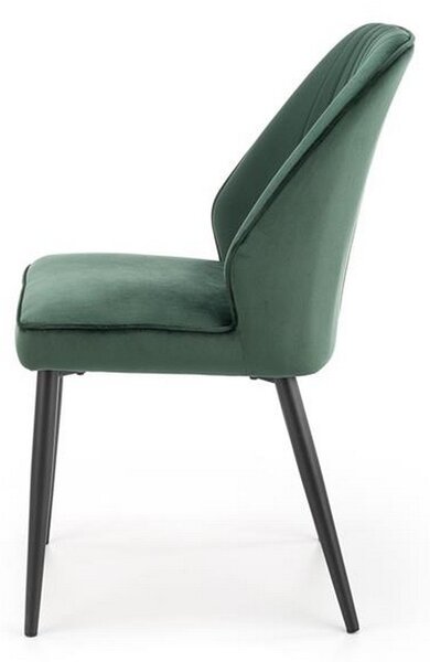 Scaun tapitat K432, verde inchis, stofa catifelata, 48x57x85 cm