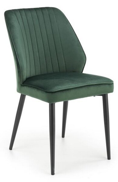 Scaun tapitat K432, verde inchis, stofa catifelata, 48x57x85 cm