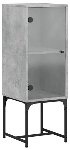 Dulap lateral cu uşă din sticlă, gri beton, 35x37x100 cm