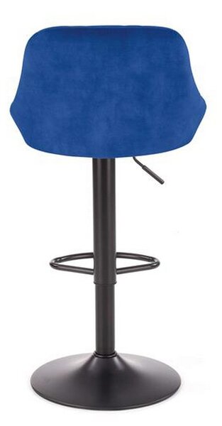 Scaun bar H101, albastru/negru, stofa catifelata/metal, 47x45x84/106 cm