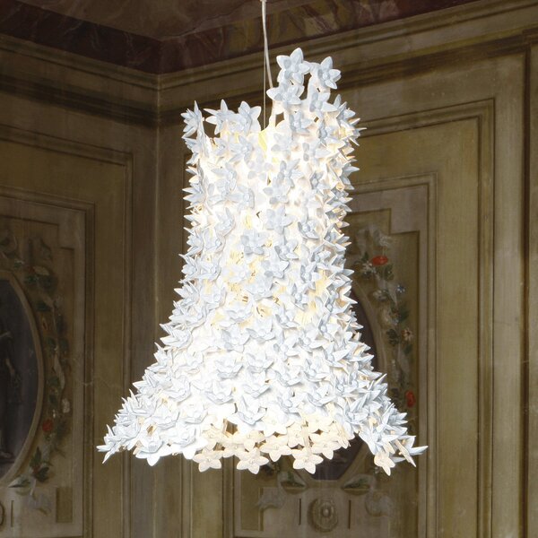 Kartell Bloom lampă suspendată LED G9, lungă, alb, Alb, Camera de zi / sufragerie, Plastic, Design