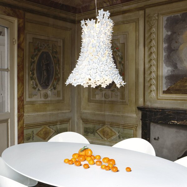 Kartell Bloom lampă suspendată LED G9, lungă, alb, Alb, Camera de zi / sufragerie, Plastic, Design
