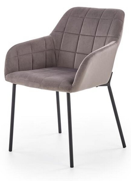 Scaun living K305, gri/negru, stofa catifelata/metal, 58x57x80 cm