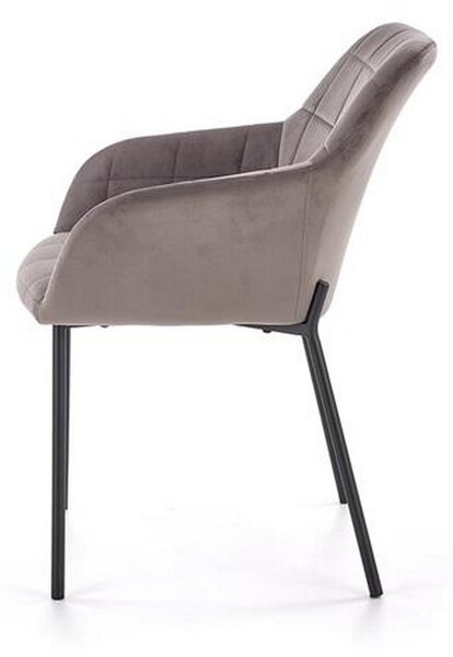 Scaun living K305, gri/negru, stofa catifelata/metal, 58x57x80 cm