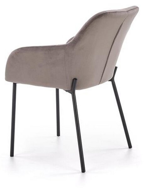 Scaun living K305, gri/negru, stofa catifelata/metal, 58x57x80 cm