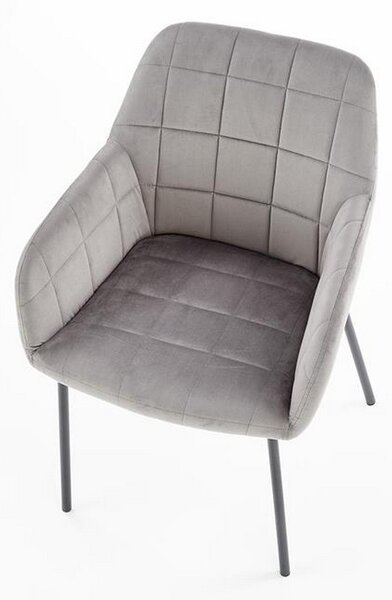 Scaun living K305, gri/negru, stofa catifelata/metal, 58x57x80 cm