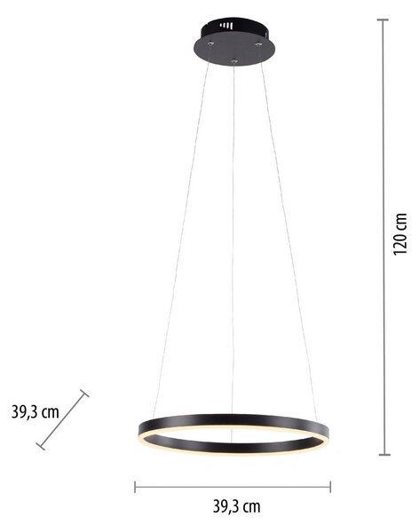 JUST LIGHT. GmbH Ritus Lampă suspendată LED, Ø 39.3cm, antracit, reglabil, Negru, Camera de zi / sufragerie, Metal, Modern