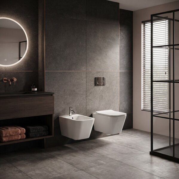 Bideu Erga Mery, montat pe perete 520x360x300 mm, alb lucios, ERG-V03-MERY-BD-WH