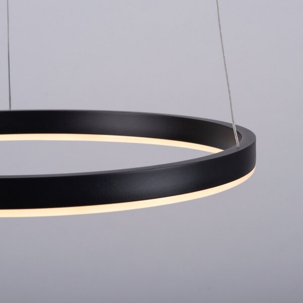 JUST LIGHT. GmbH Ritus Lampă suspendată LED, Ø 39.3cm, antracit, reglabil, Negru, Camera de zi / sufragerie, Metal, Modern