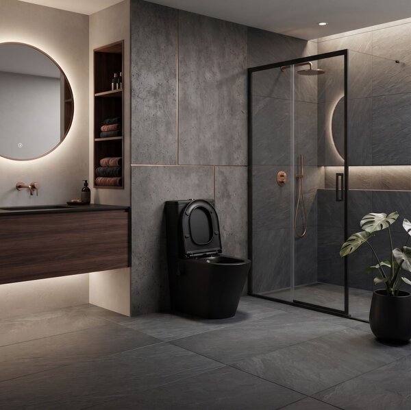 Erga Tina, Vas combinat WC 620x365x820 mm, Tornado 2.0 + capac WC, negru mat, ERG-V03-TINA-TO2-BK