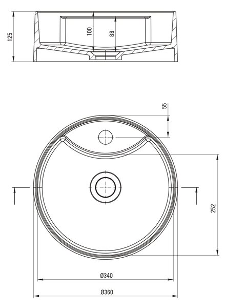 Deante Silia lavoar 36x36 cm rotund de blat antracit mat CQS_TU4B