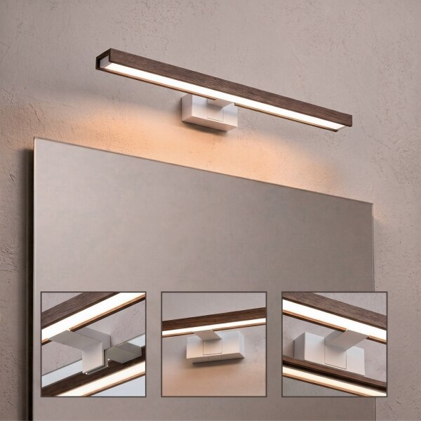 Brilagi-LED Iluminare pentru oglindă de baie WOODY MIRROR 3în1 LED/12W/230V 60 cm IP44 alb/stejar