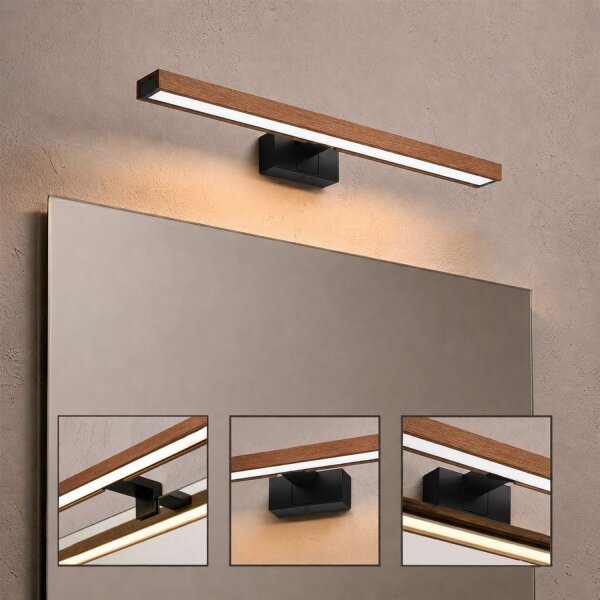 Brilagi-LED Lumină pentru oglindă de baie WOODY MIRROR 3 în 1 LED/12W/230V 60 cm IP44 negru/stejar