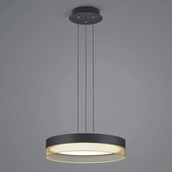 HELL Suspensie cu LED-uri Mesh, Ø 45 cm, negru/auriu, reglabil, Negru, Camera de zi / sufragerie, Metal, Modern
