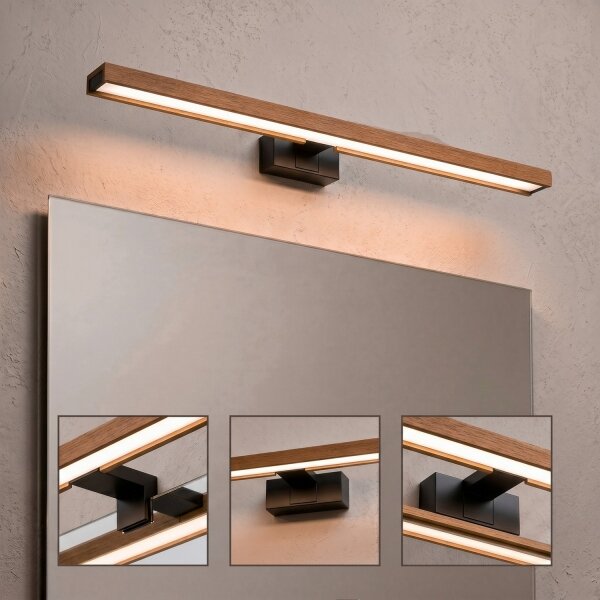 Brilagi-LED Iluminare pentru oglindă de baie WOODY MIRROR 3 în 1 LED/15W/230V 80 cm IP44 negru/stejar