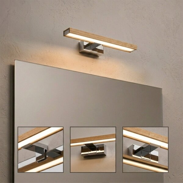 Brilagi-LED Corp de iluminat pentru oglindă WOODY MIRROR 3în1 LED/8W/230V 40 cm IP44 crom/stejar