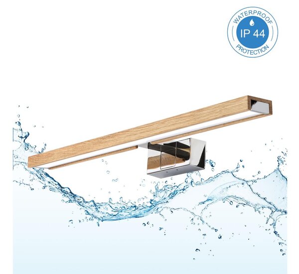 Brilagi-LED Iluminare oglindă de baie WOODY MIRROR 3 în 1 LED/12W/230V 60 cm IP44 crom/stejar