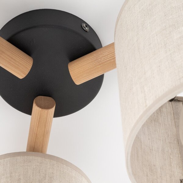 TK Lighting Deva Nature lampă de tavan 3x15 W negru-gri-lemn 6865