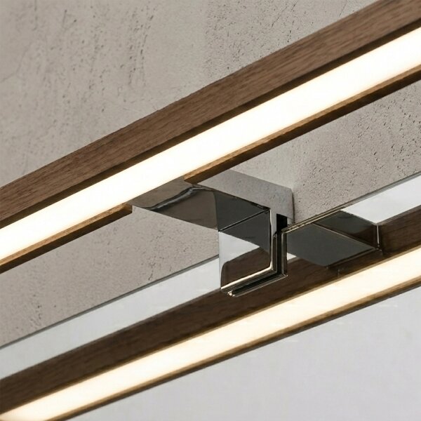 Brilagi - LED Iluminare pentru oglindă de baie WOODY MIRROR 3în1 LED/12W/230V IP44 crom/stejar-nuc