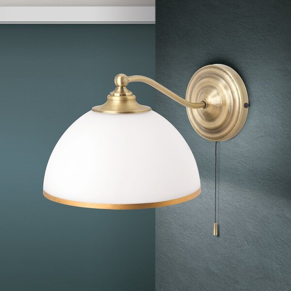 ORION Aplică de perete Old Lamp cu întrerupător șnur, Auriu / Alamă, Camera de zi / sufragerie, Metal, Antichitate