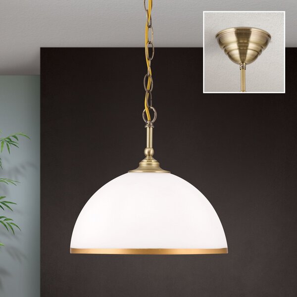 ORION Lampă suspendată Old Lamp cu lanț, 1 bec, reglabil, Auriu / Alamă, Camera de zi / sufragerie, Sticlă, Antichitate