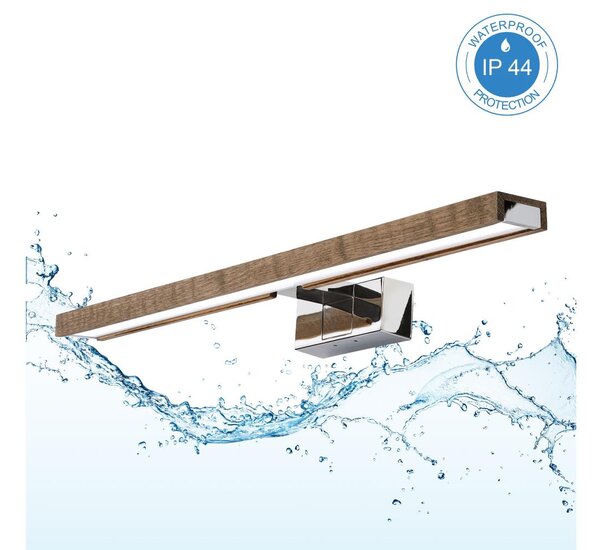 Brilagi - LED Iluminare pentru oglindă de baie WOODY MIRROR 3în1 LED/12W/230V IP44 crom/stejar-nuc
