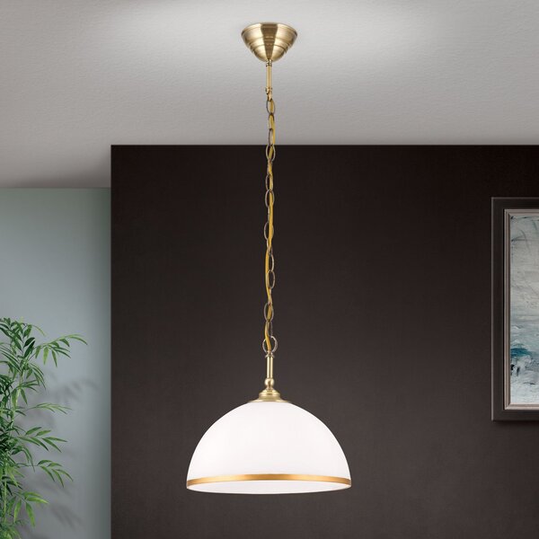ORION Lampă suspendată Old Lamp cu lanț, 1 bec, reglabil, Auriu / Alamă, Camera de zi / sufragerie, Sticlă, Antichitate