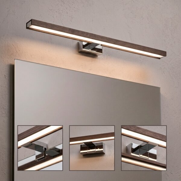 Brilagi - LED Iluminare pentru oglindă de baie WOODY MIRROR 3în1 LED/12W/230V IP44 crom/stejar-nuc