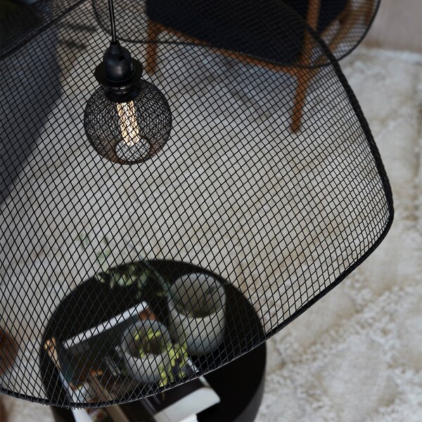 PR Home Lampă suspendată Vivi, Ø 61 cm, negru, metal, reglabil, Negru, Camera de zi / sufragerie, Metal, Modern