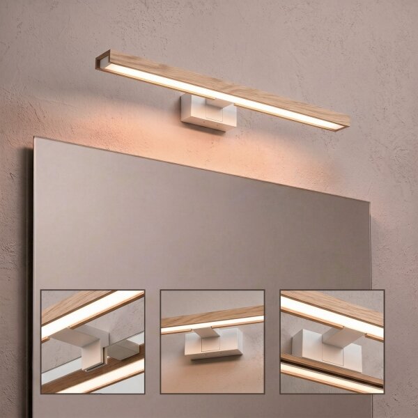 Brilagi - Iluminare LED 3 în 1 pentru oglindă de baie WOODY MIRROR LED/12W/230V IP44 alb/stejar