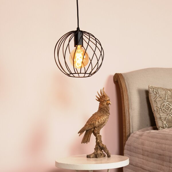 Lucide Danza lampă suspendată, 1 bec, Ø 25 cm, negru, reglabil, Negru, Camera de zi / sufragerie, Metal, Modern