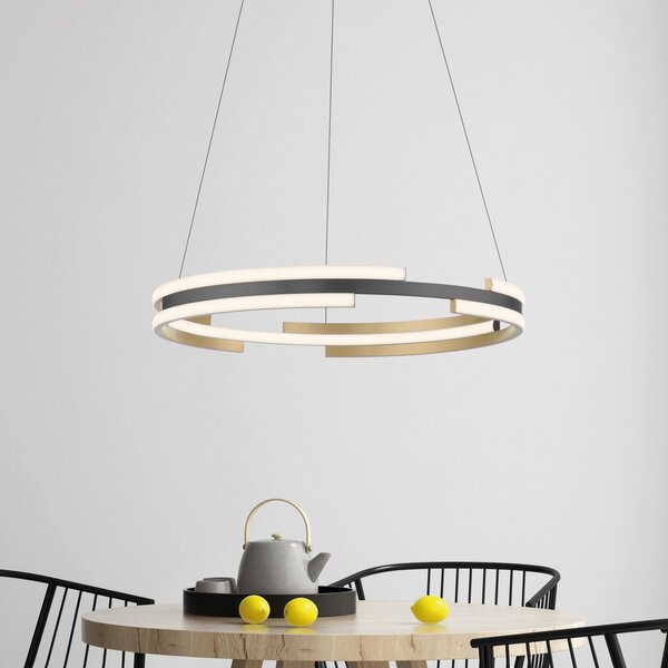 Q-Smart-Home Paul Neuhaus Q-Beluga lampă suspendată LED, alamă, reglabil, Auriu / Alamă, Camera de zi / sufragerie, Metal, Modern