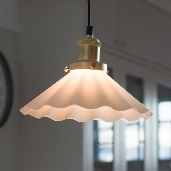 PR Home August lampă suspendată cu abajur de sticlă Ø 25 cm, priză, reglabil, Alb, Camera de zi / sufragerie, Sticlă, Design industrial