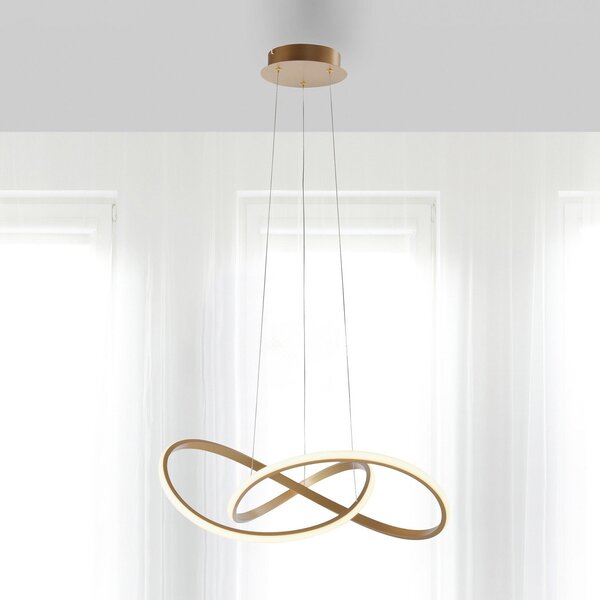 JUST LIGHT. GmbH Lampă suspendată LED Maria, dimabil, alamă, reglabil, Auriu / Alamă, dormitor, Aluminiu, Modern